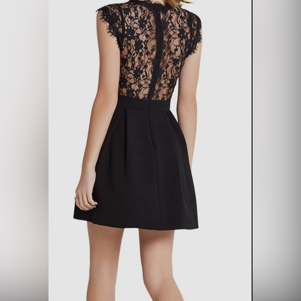 BCBGeneration Black Backless Lace Dress Holiday‎ Feminine Goth Sexy Sheer #cc